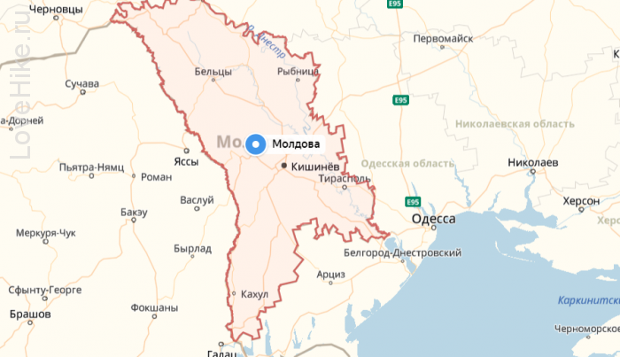 Молдавия на карте