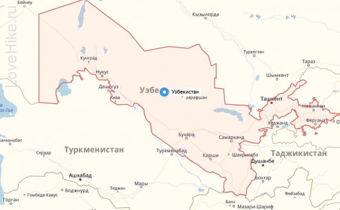Узбекистан на карте