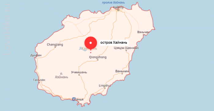 Остров Хайнань на карте