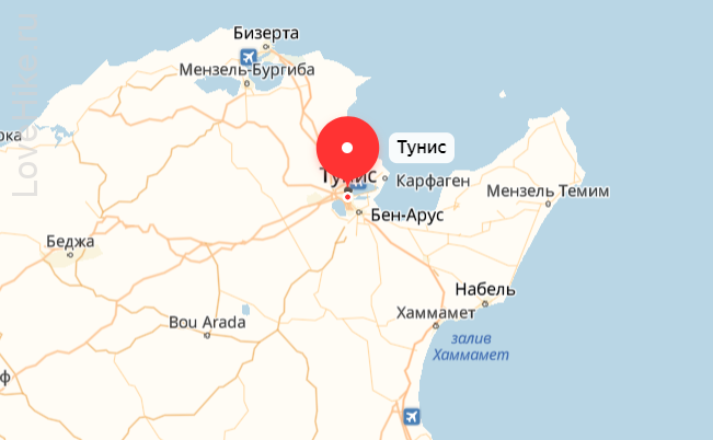 тунис на карте