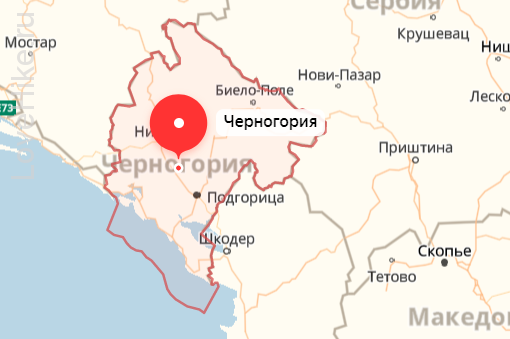 черногория на карте