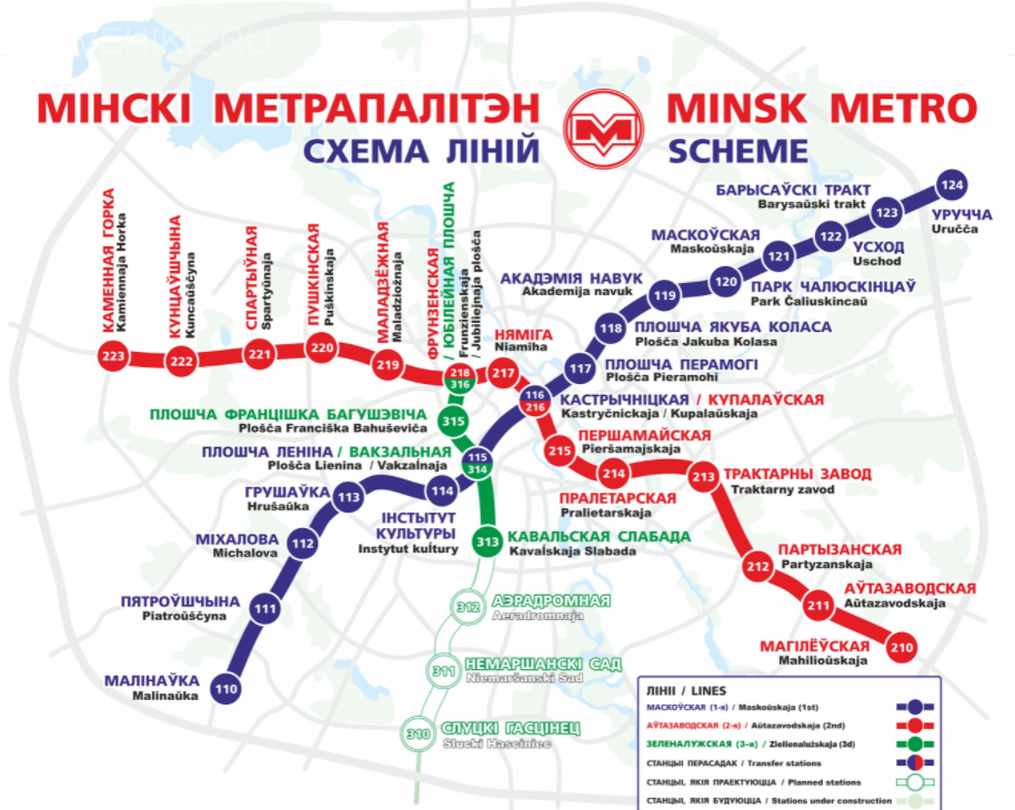 Схема метро в Минске